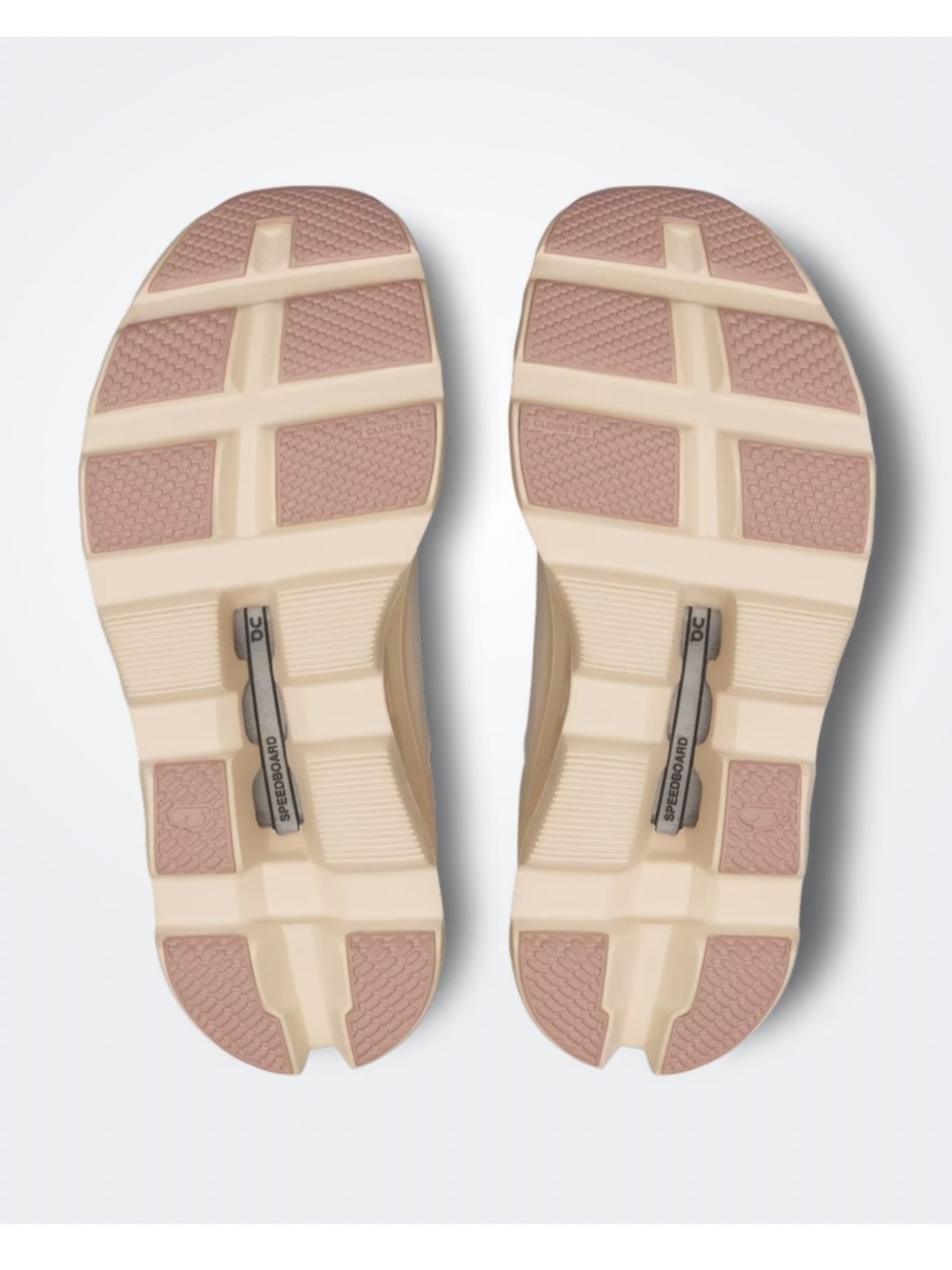 On Women's Cloudmonster Road Running Sneakers - Moon/Fawn or Pink/Beige - Picture 6 of 9